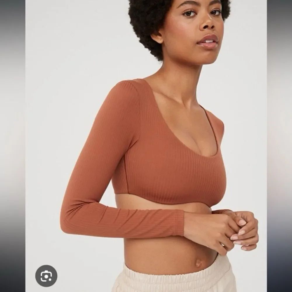 NWT OFFLINE By Aerie Real Me Super Cropped Long Sleeve Bra Top Size Large